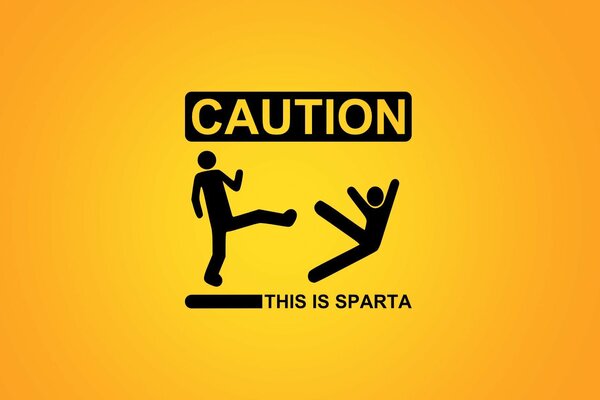 Inschrift auf gelbem Hintergrund «es ist Sparta»