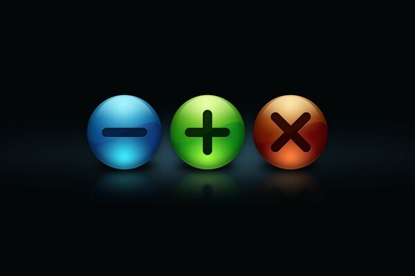 A panel of signs, Plus, minus, multiplication in a circle