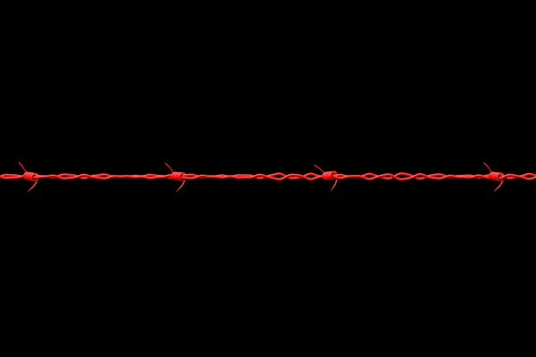 Red barbed wire on a black background