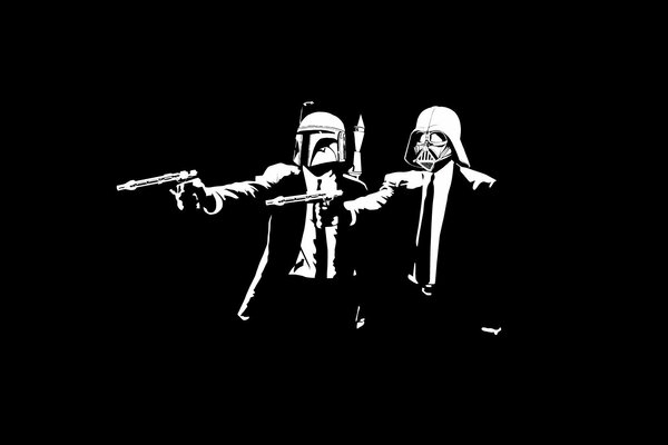 Stormtroopers in suits on a black background