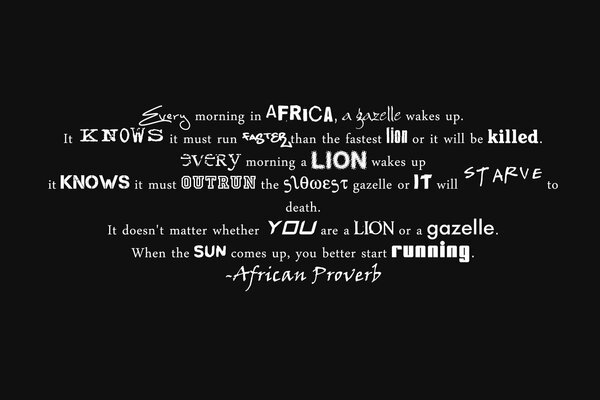 Parabola africana, leggi, condizioni di sopravvivenza, lettere, parole, frasi