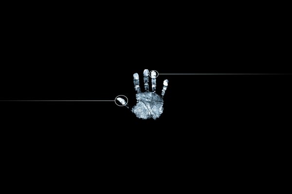 Handprint on a black background