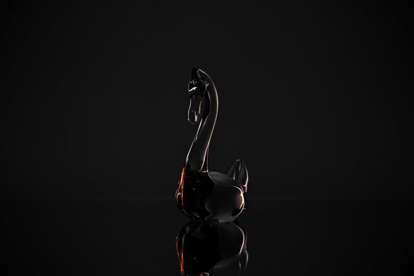 Crystal swan on a black background