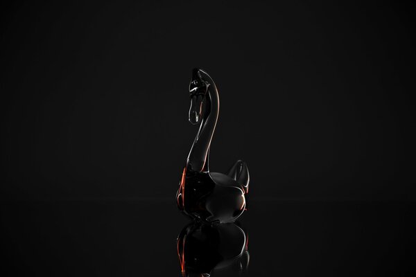 Cisne de cristal sobre fondo negro