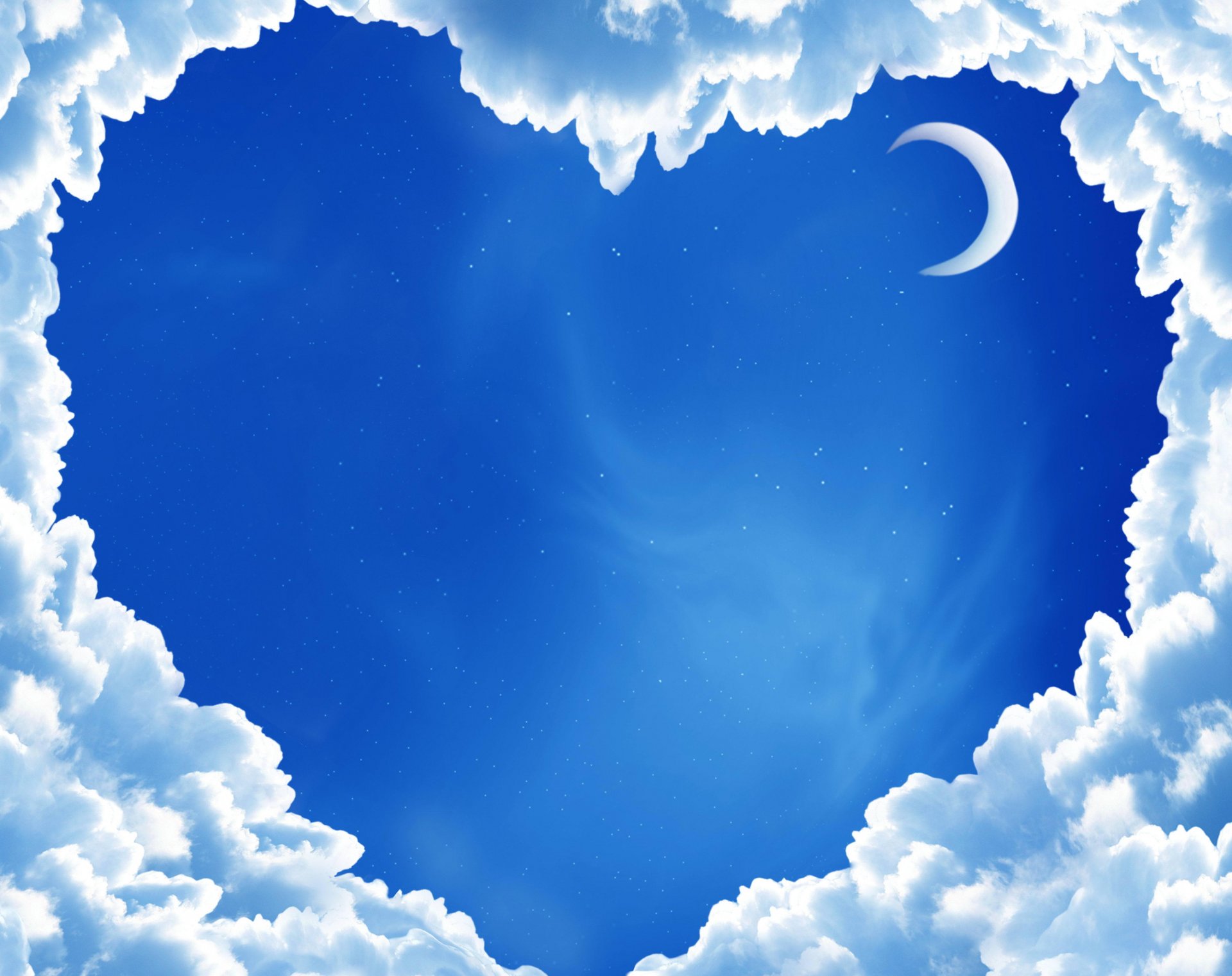 heart clouds sky blue star moon