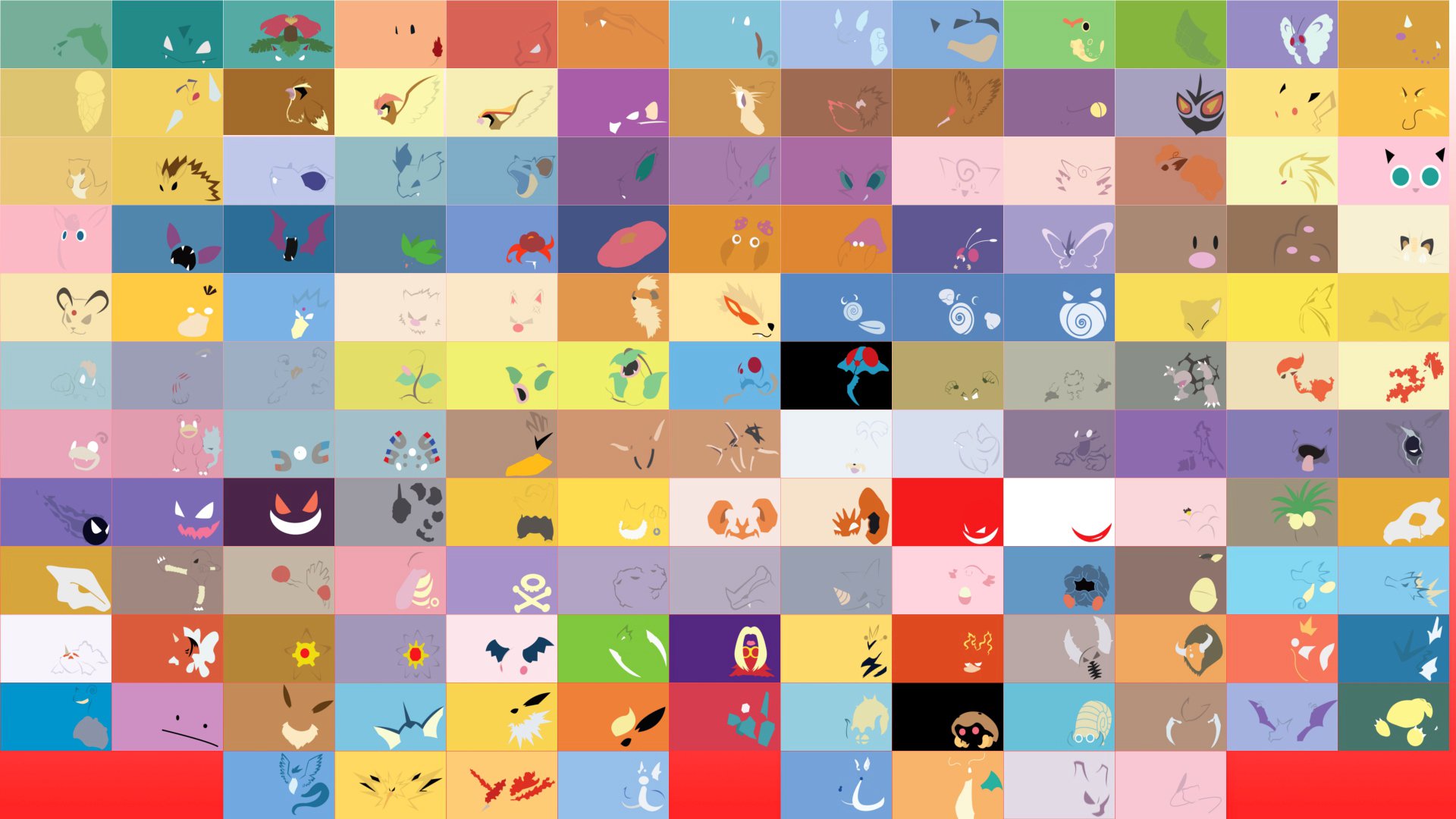 pokemon minimalismo struttura colore cella figura simbolo gioco anime