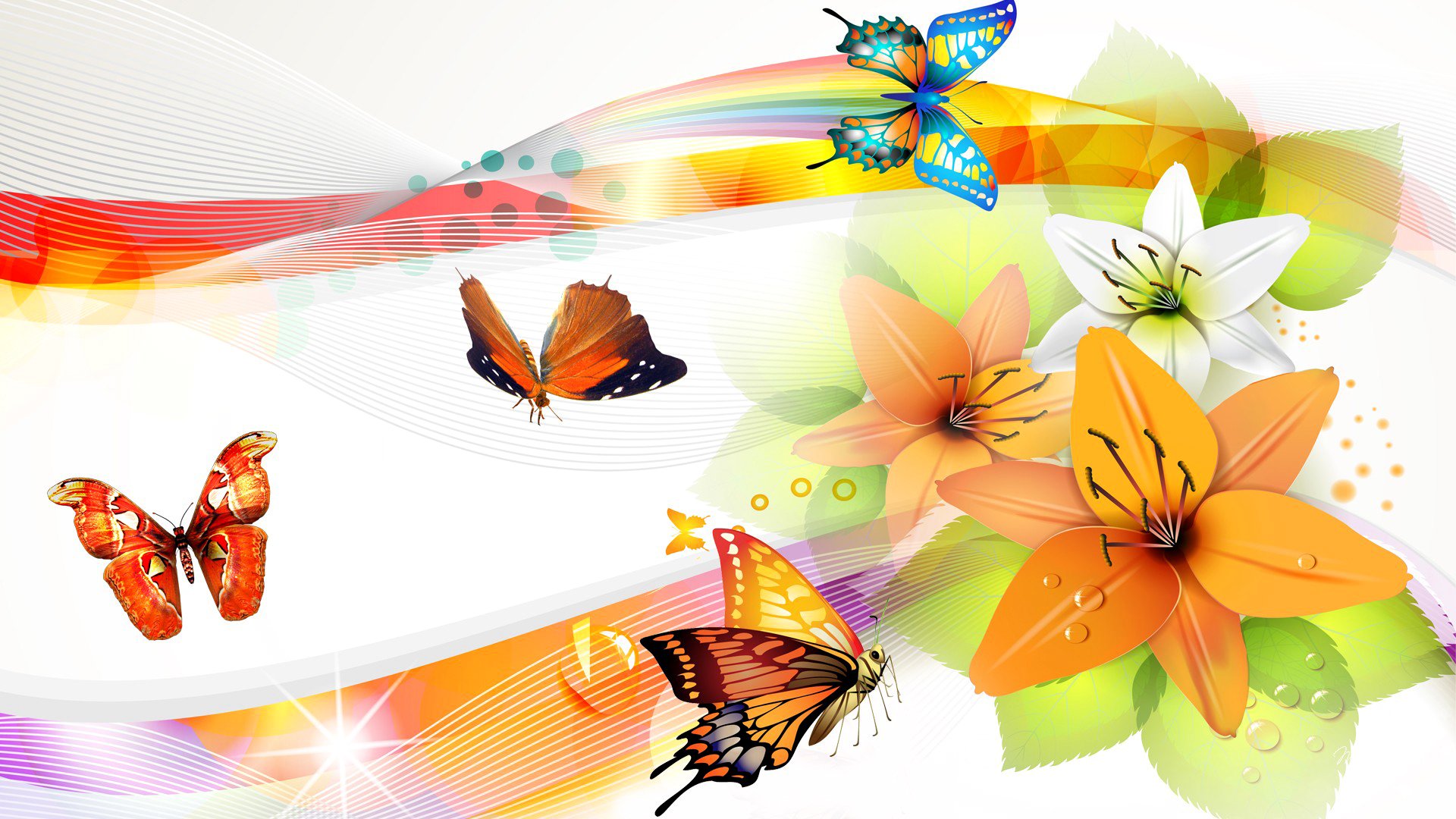 flowers lily petals butterfly wings moth collage vector