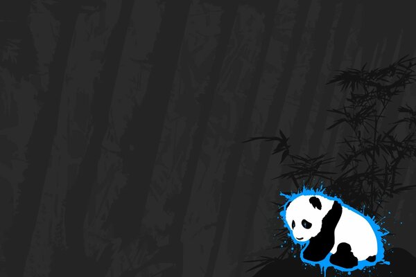 Panda triste marchant dans sa forêt