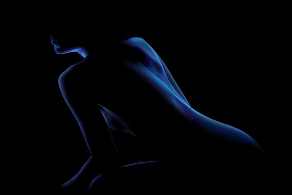 IMAGE OF A NAKED GIRL ON A BLACK BACKGROUND