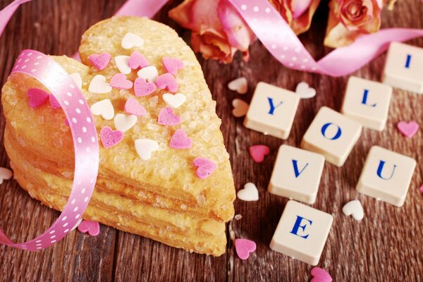 Dichiarazione d amore con biscotti a forma di cuore