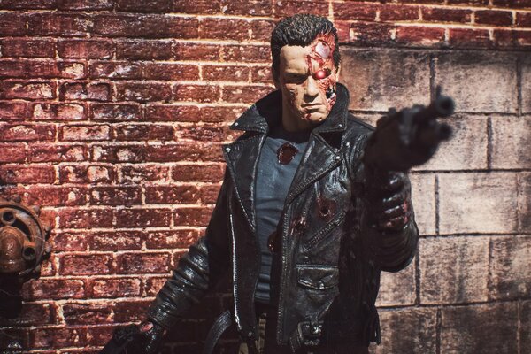 Terminator avec l oeil rouge, cicatrice sur le visage