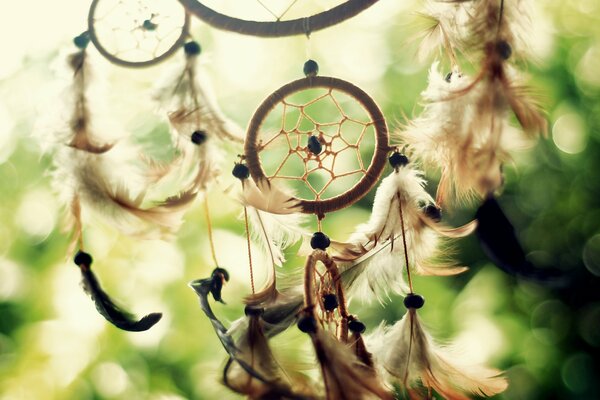 Amulet dreamcatcher in the sunlight