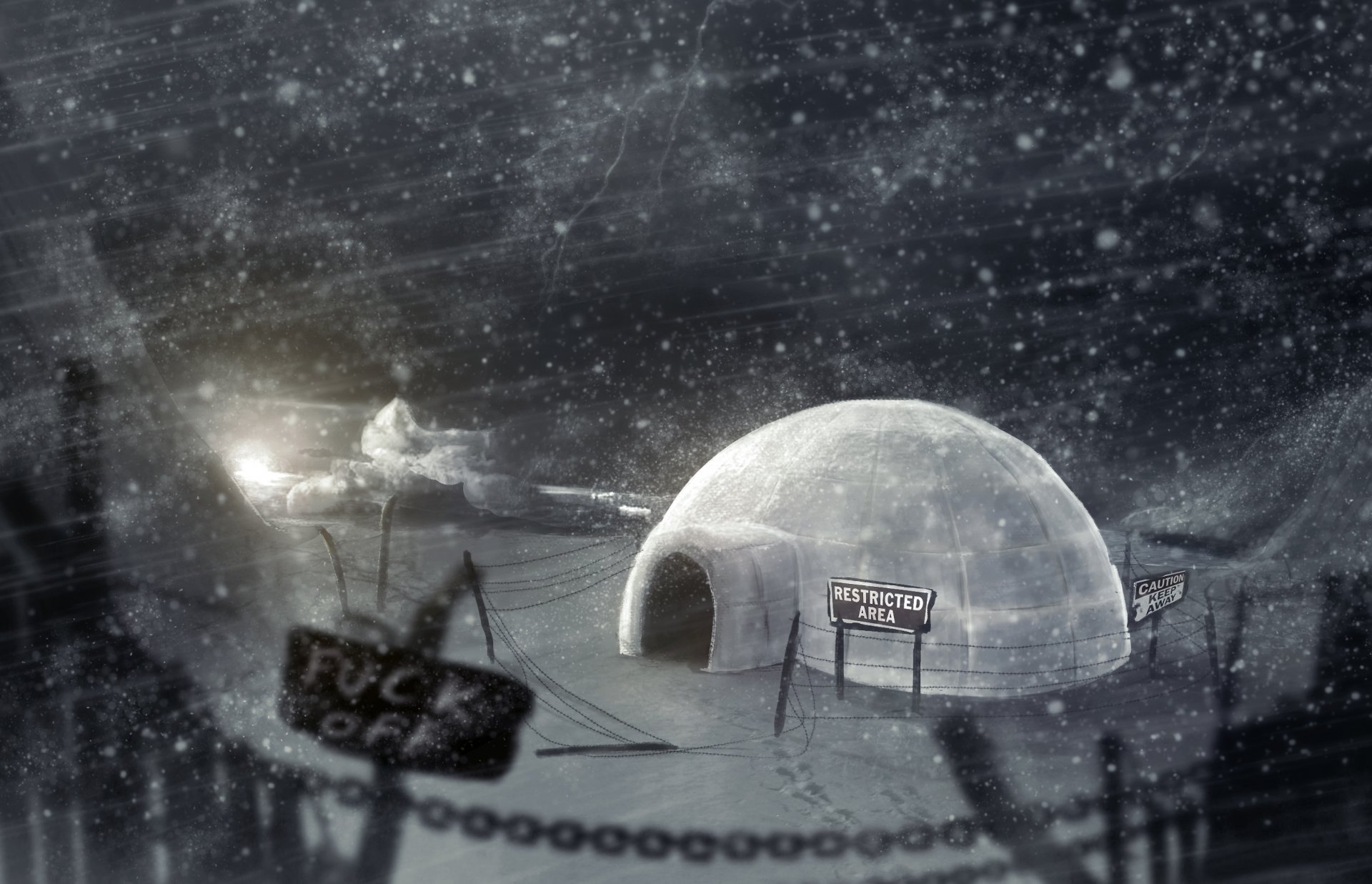 casa de hielo iglú invierno hielo noche