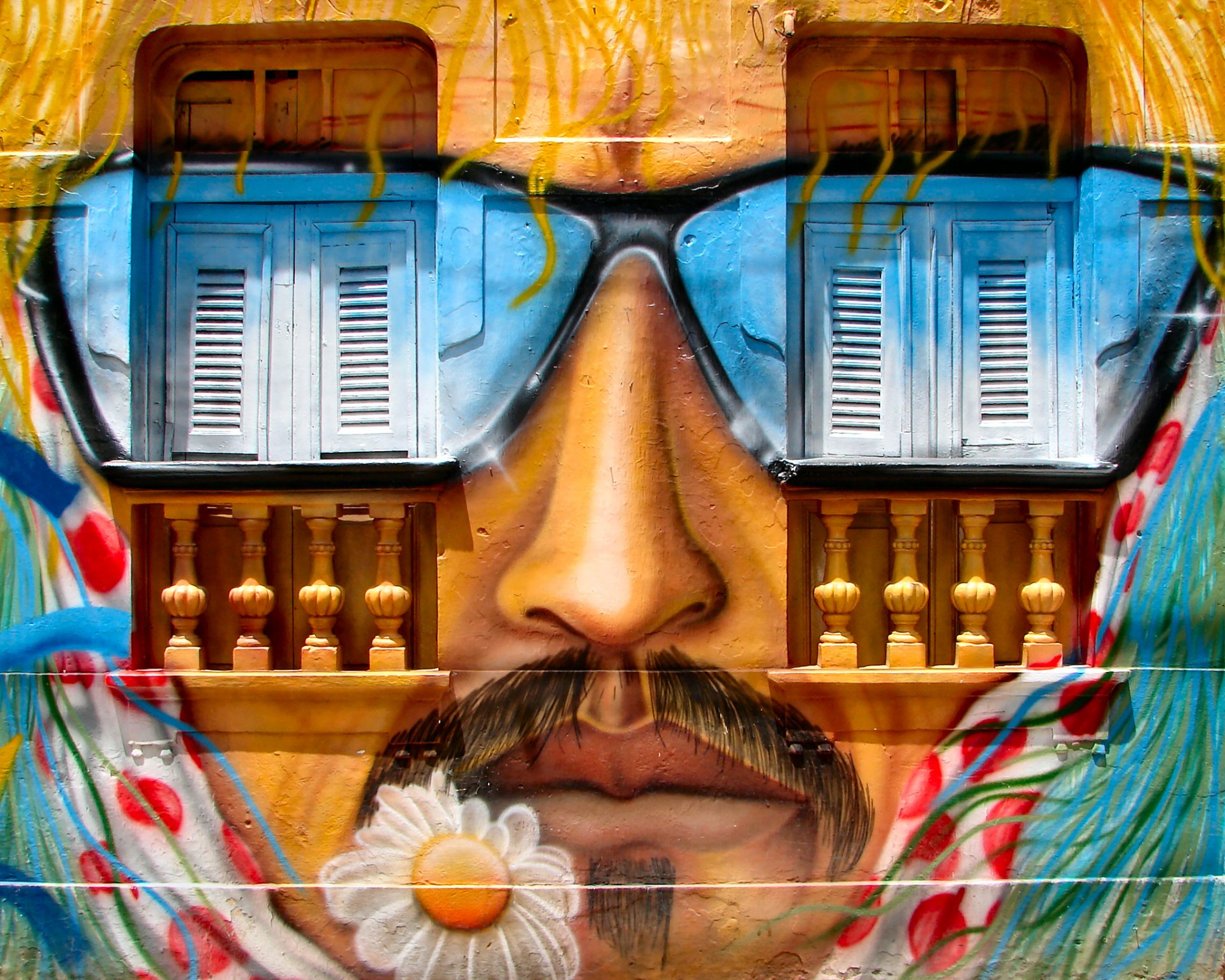 casa pared ventana persianas dibujo pintura graffiti