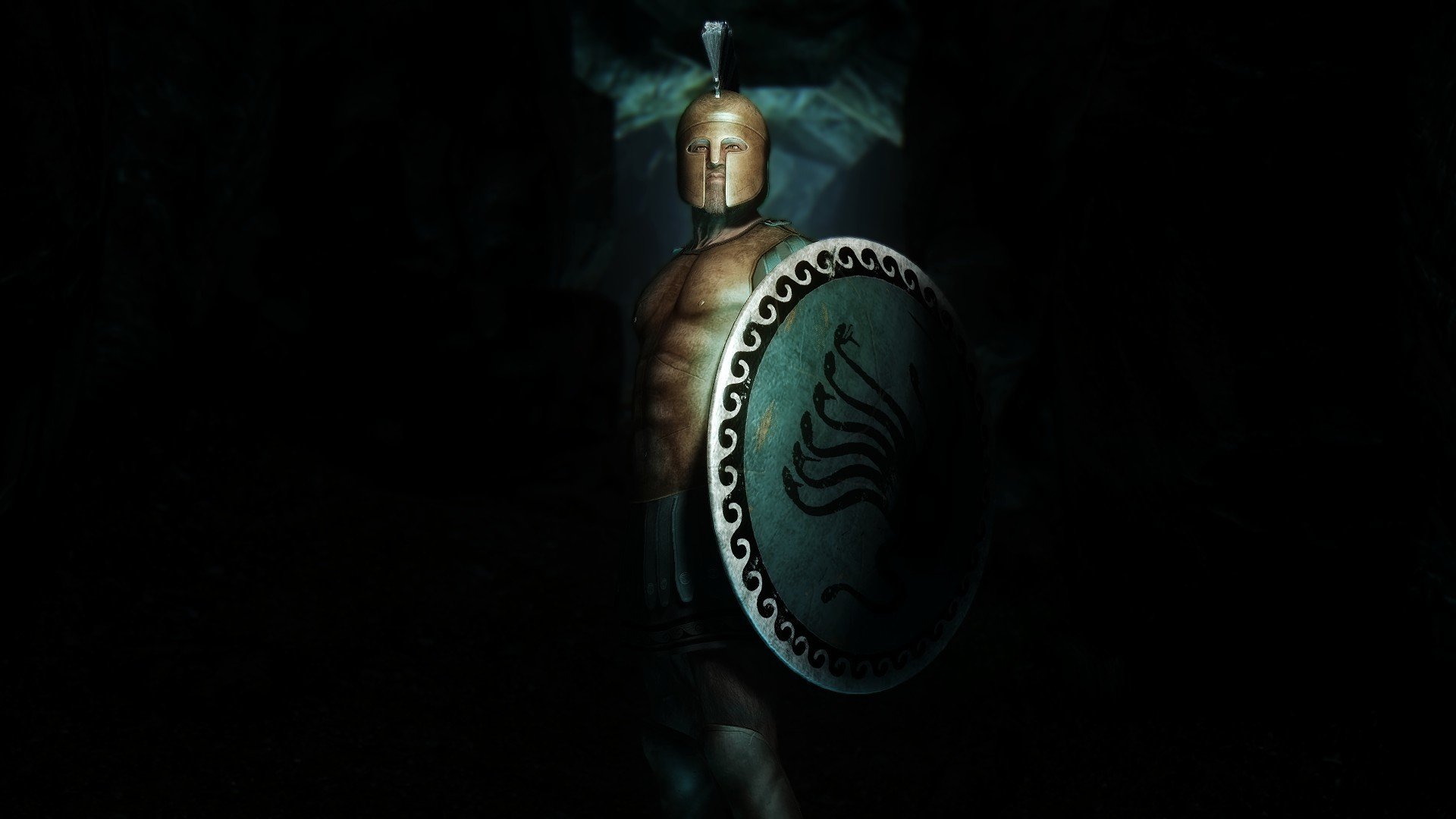 guerrero armadura casco escudo fondo