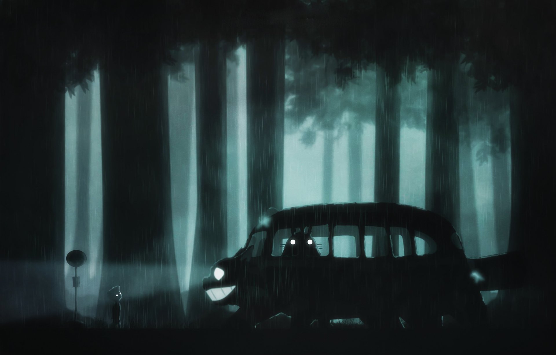 kunst geburt zeichen junge totoro nacht. regen wald cottbus