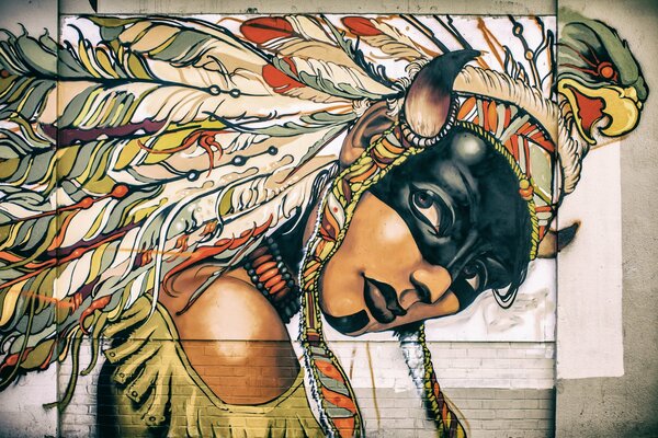 Schönes indianisches Mädchen Graffiti
