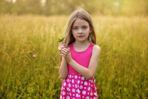 Niña en un campo de hierba
