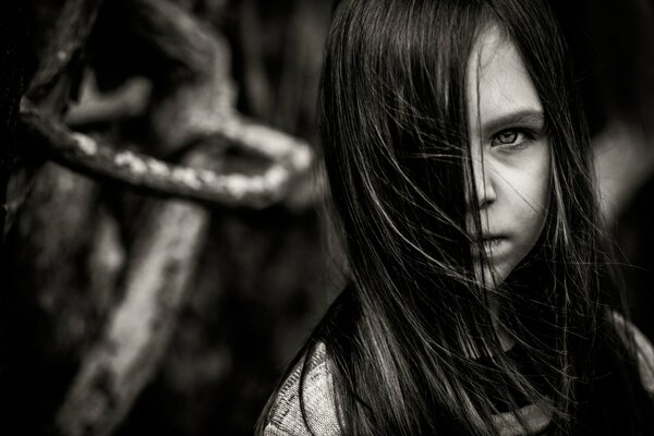 Black and white photo of a beautiful girl