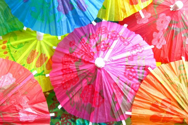 Bouquet of colorful umbrellas for cocktails