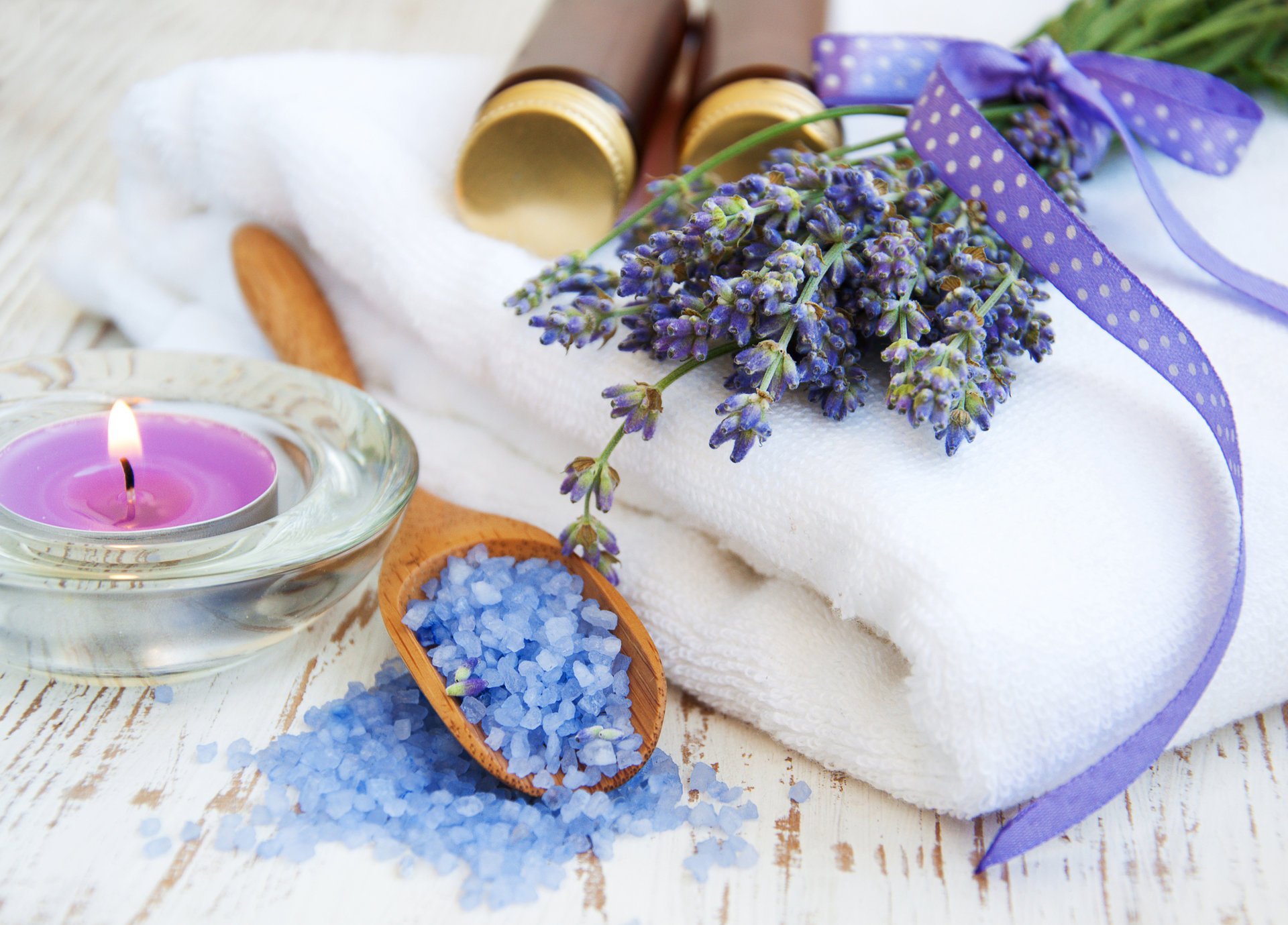 lavanda sale marino candele asciugamano fiori di lavanda sale marino