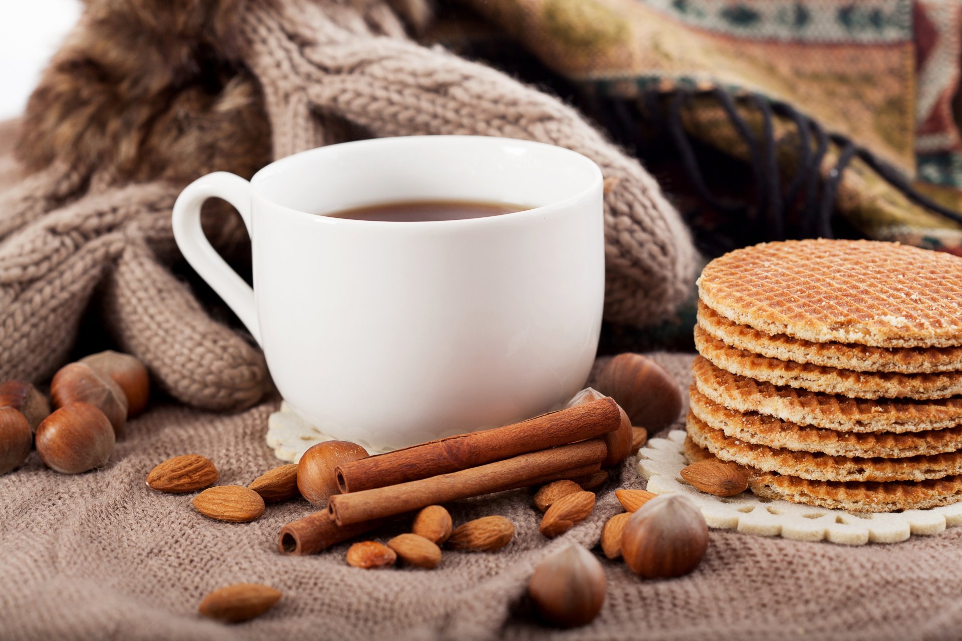 tazza caffè bevanda cialde cannella noci