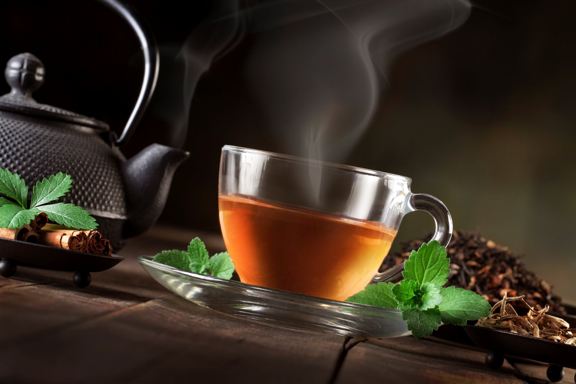 tea mint leaves kettle cup pairs cinnamon welding