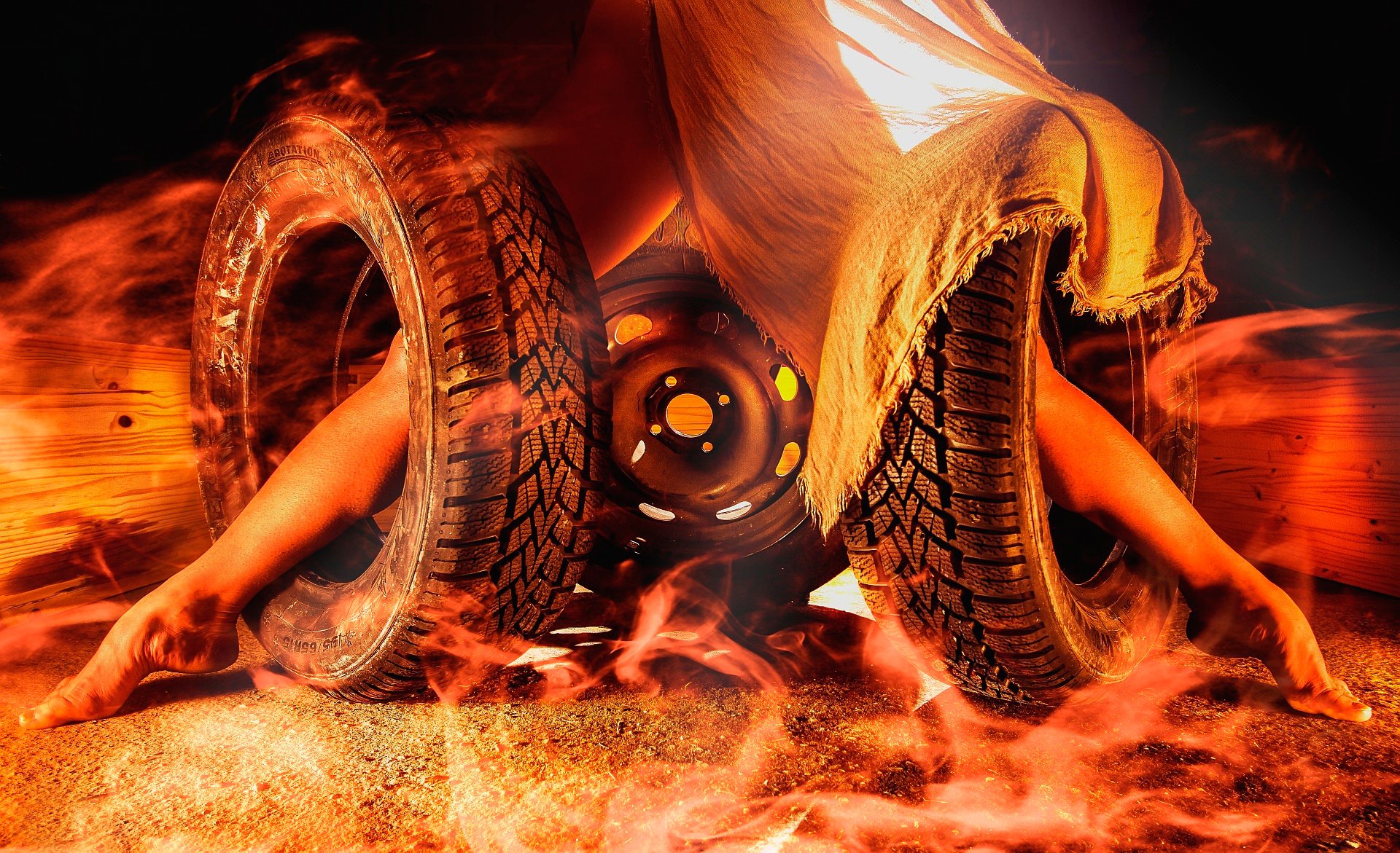 tyres feet fire