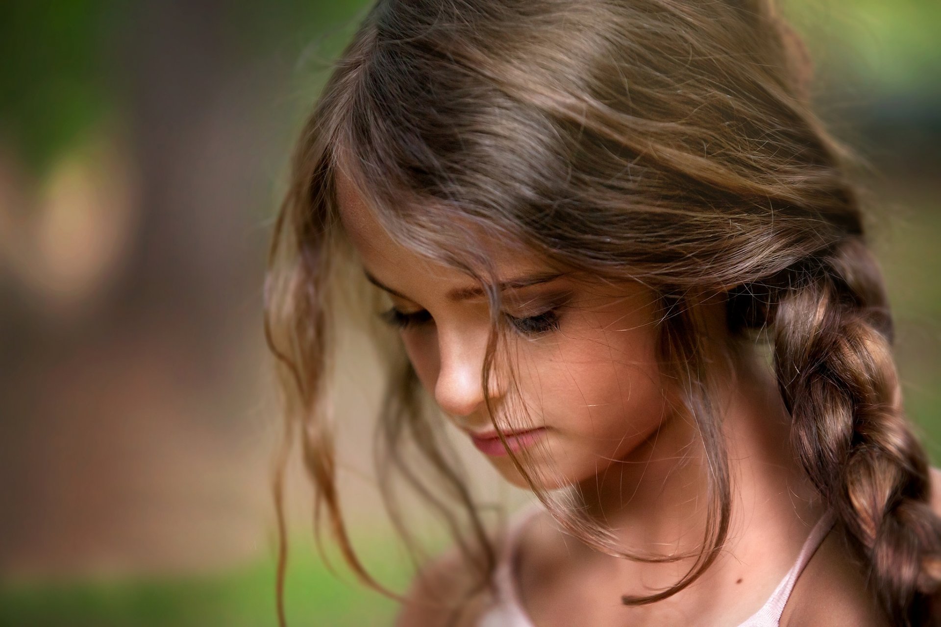 lost in thought girl portrait locks child photography