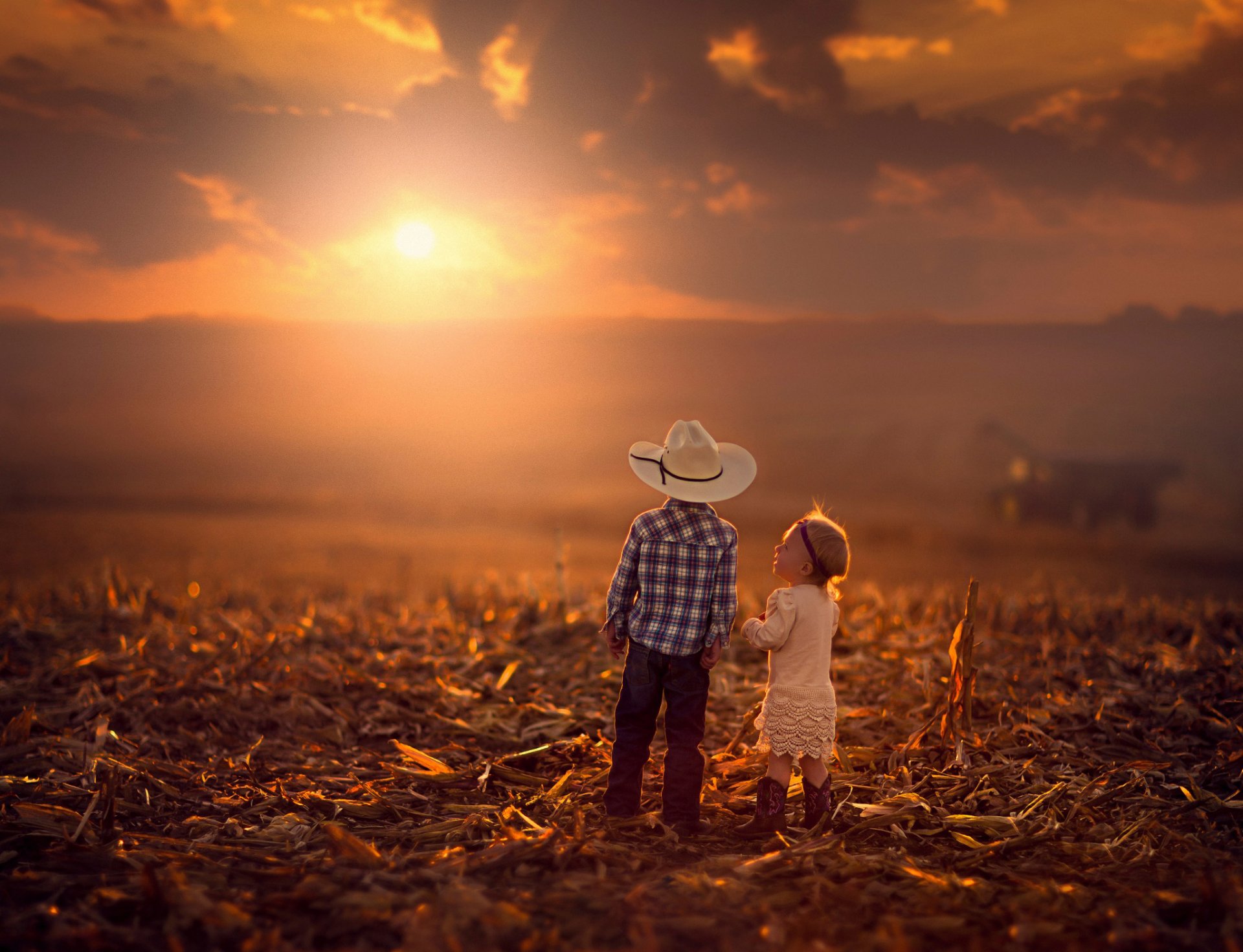 children boys girl pole.osen sunset sun horizon