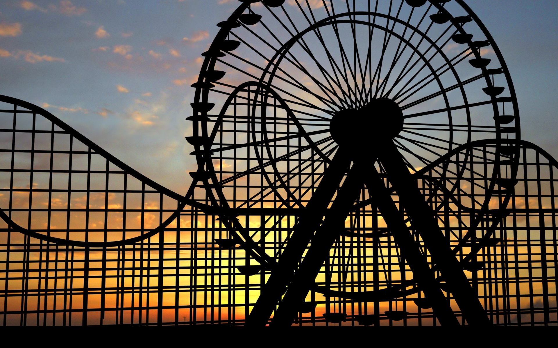 mood ferris wheel childhood nostalgia attractions sunset background wallpaper widescreen full screen hd wallpaper