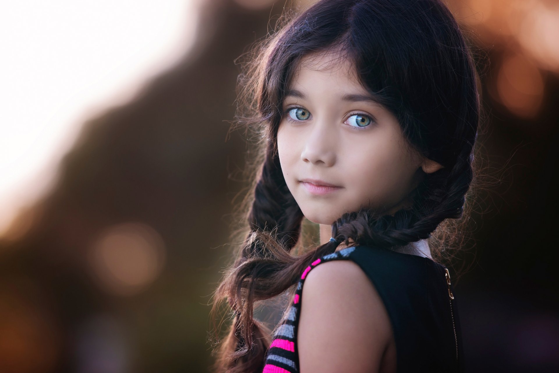 girl pigtails portrait bokeh