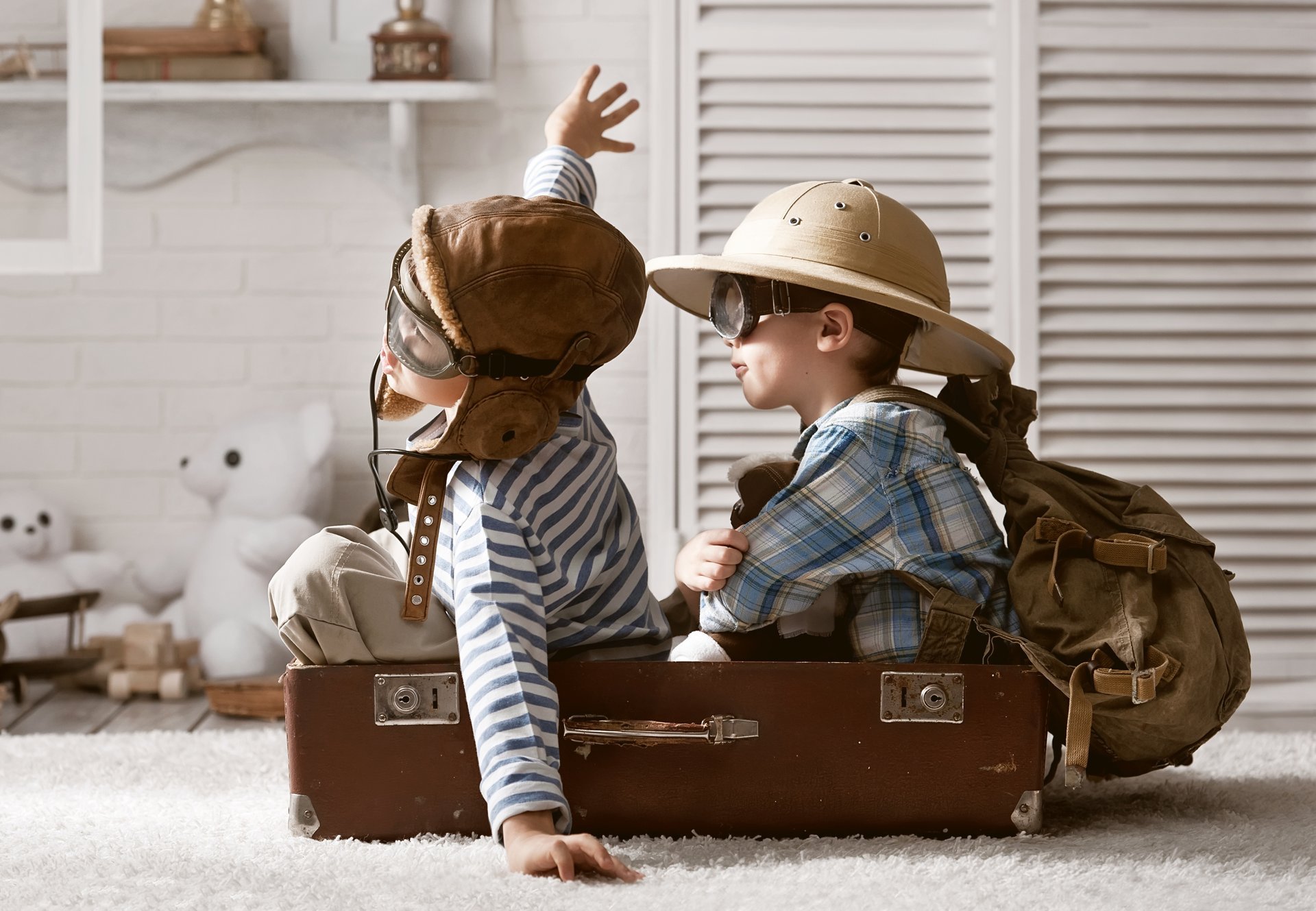 niños niños juego aviadores maleta gafas sombrero mochila osos juguetes