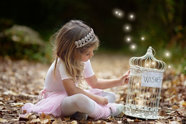 A little girl makes a wish