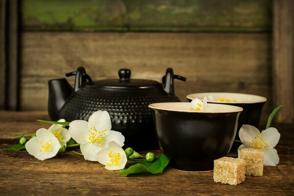 Ceremonia del té con jazmín y azúcar