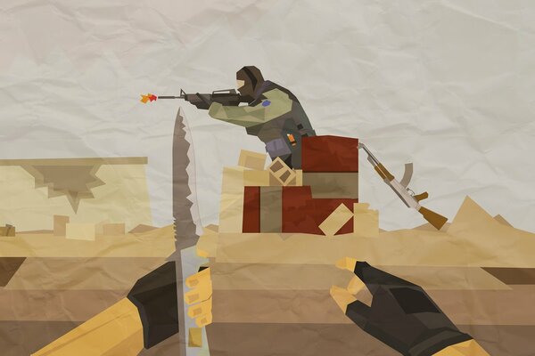 Un épisode du jeu Counter-strike dans un style géométrique