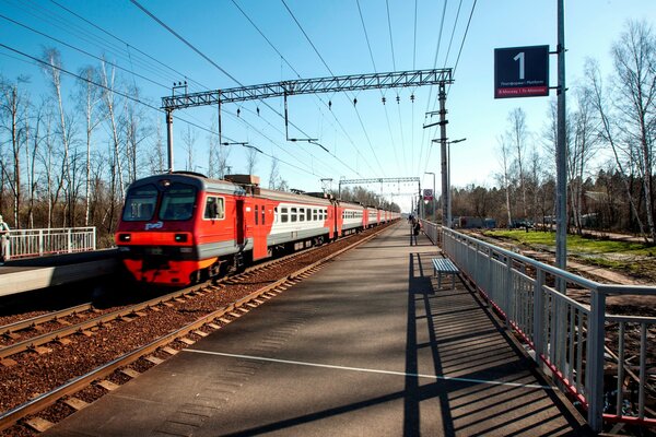 Passenger train at a stop point