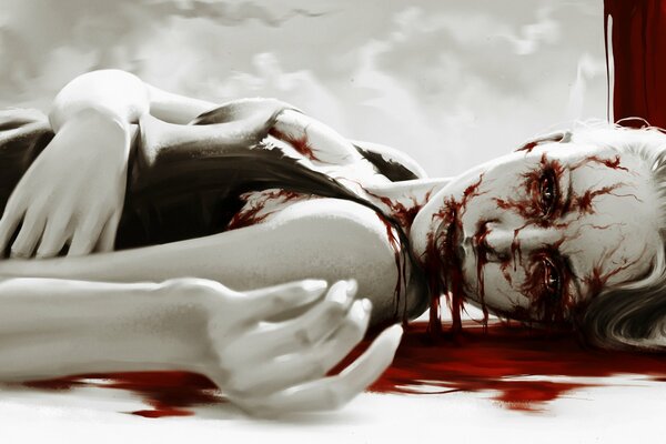 Art - the look of a girl in blood