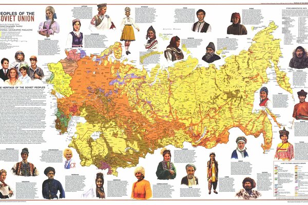 Mappa della Russia con i popoli che vivono sul territorio