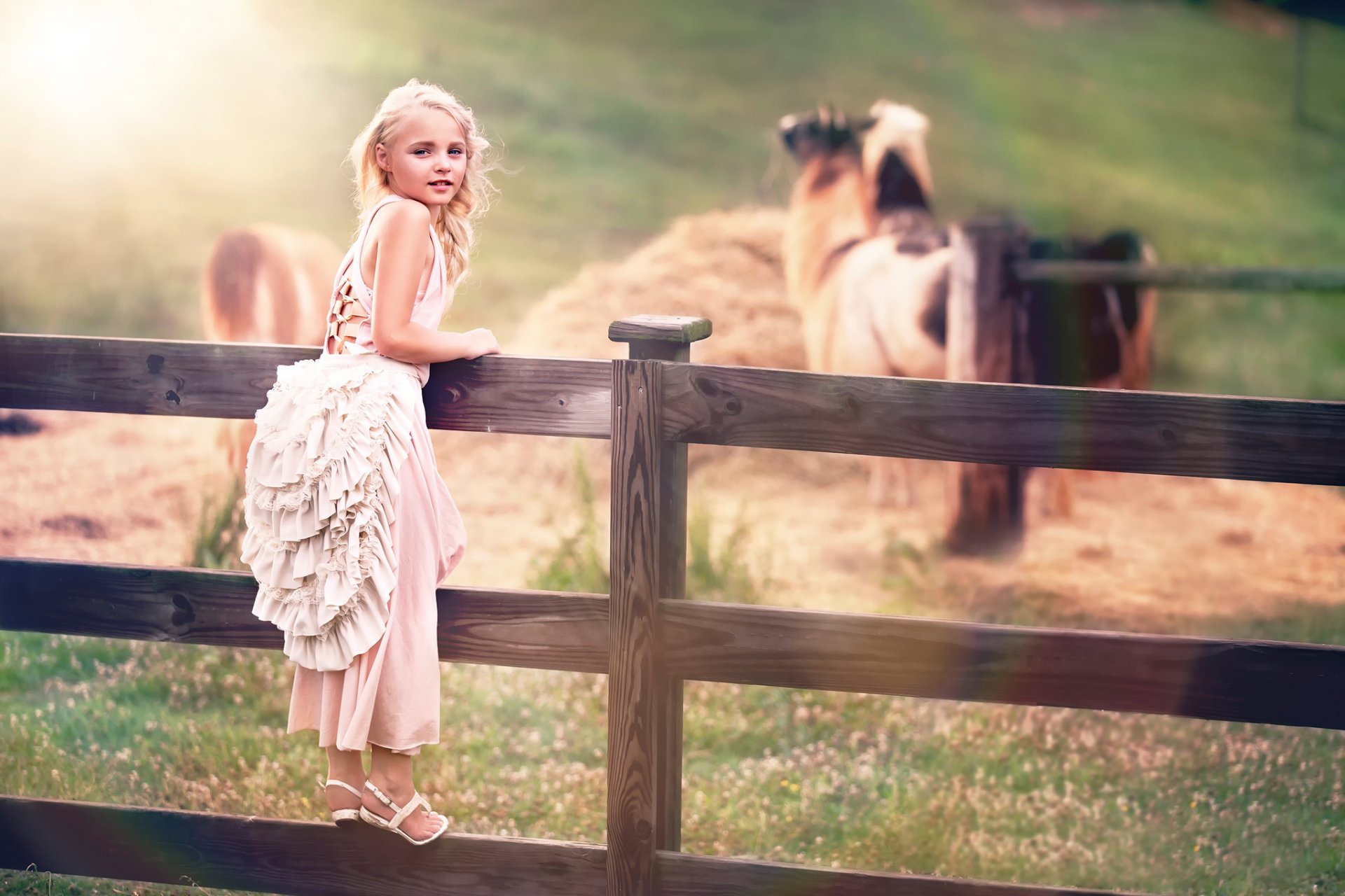 child photography girl dress fence