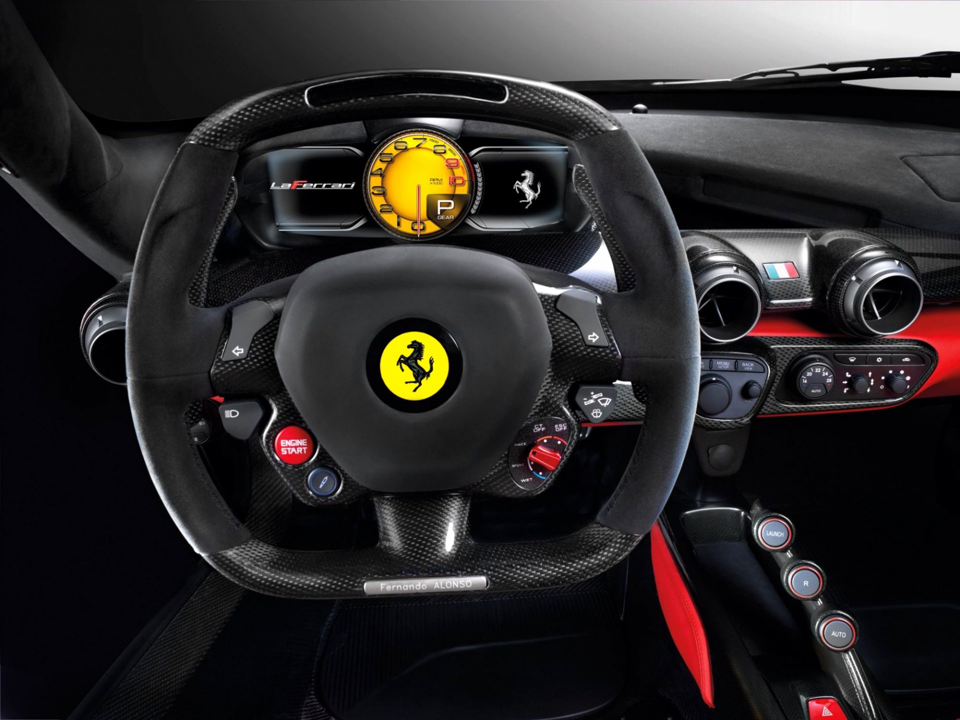 samochód ferrari laferrari salon kierownica panel sterowania przyrządy hybrydowy klasa supersamochód włoski firma wydanie 2013-obecnie fernando alonso rozmycie bokeh makro tapeta