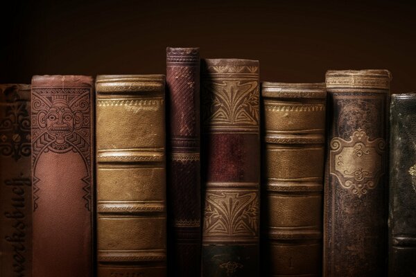 Old beautiful books on a dark background