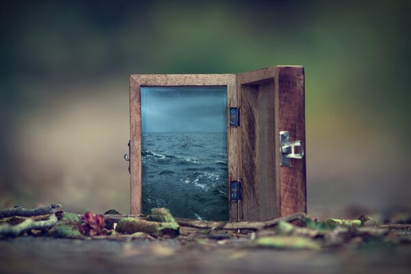 Surreal painting of water in a box