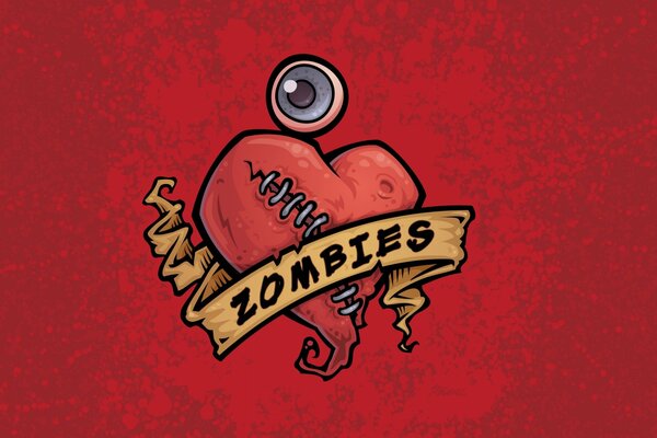 Zombie serce oko rysunek czerwony