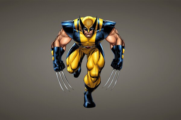 Giallo Wolverine corre su uno sfondo scuro da X-Men