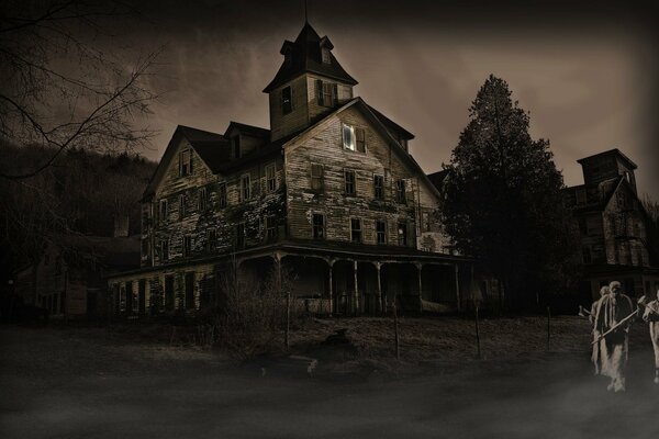 An abandoned old house in the dark with ghosts