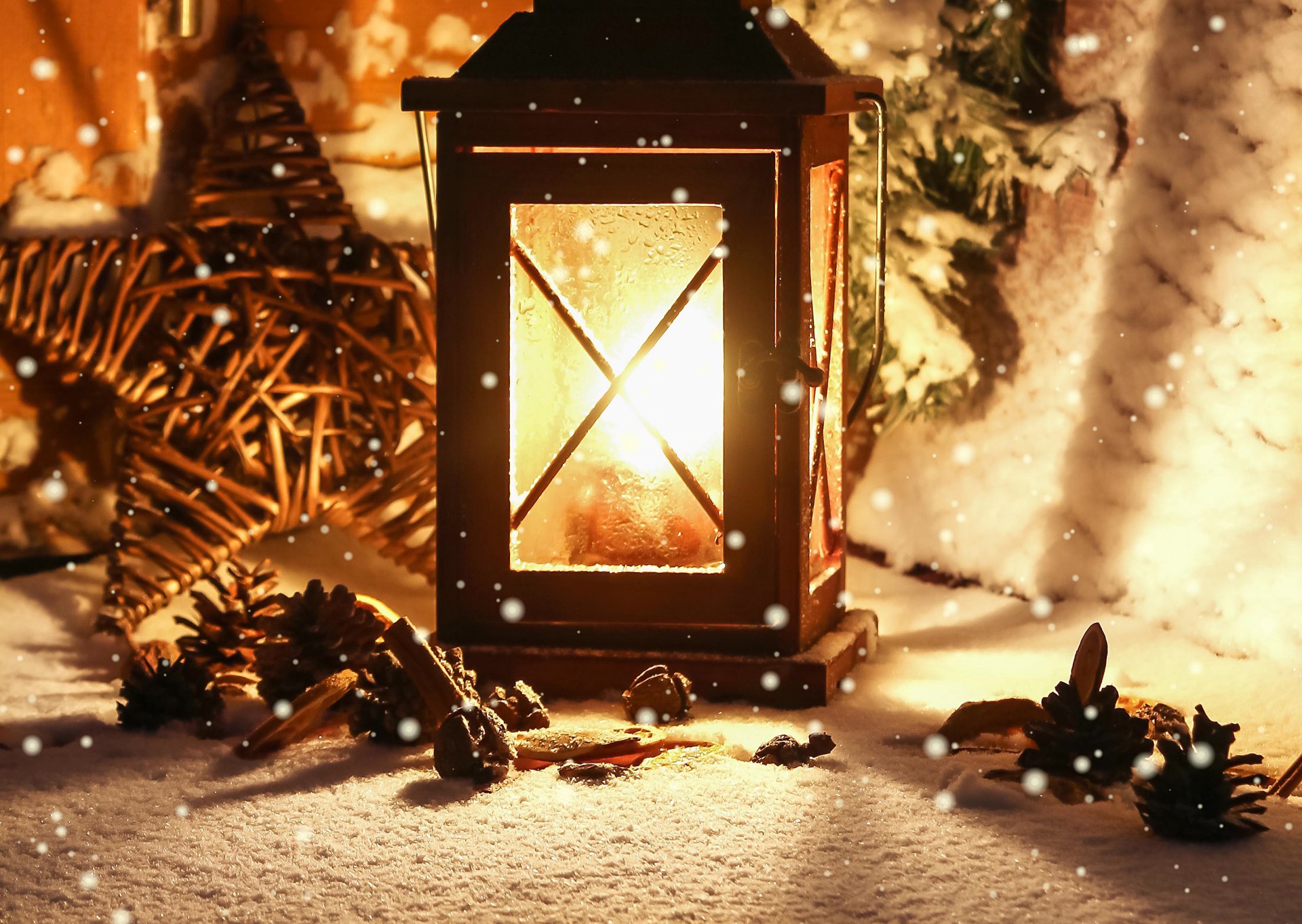 lantern flashlight candle light winter snow cone