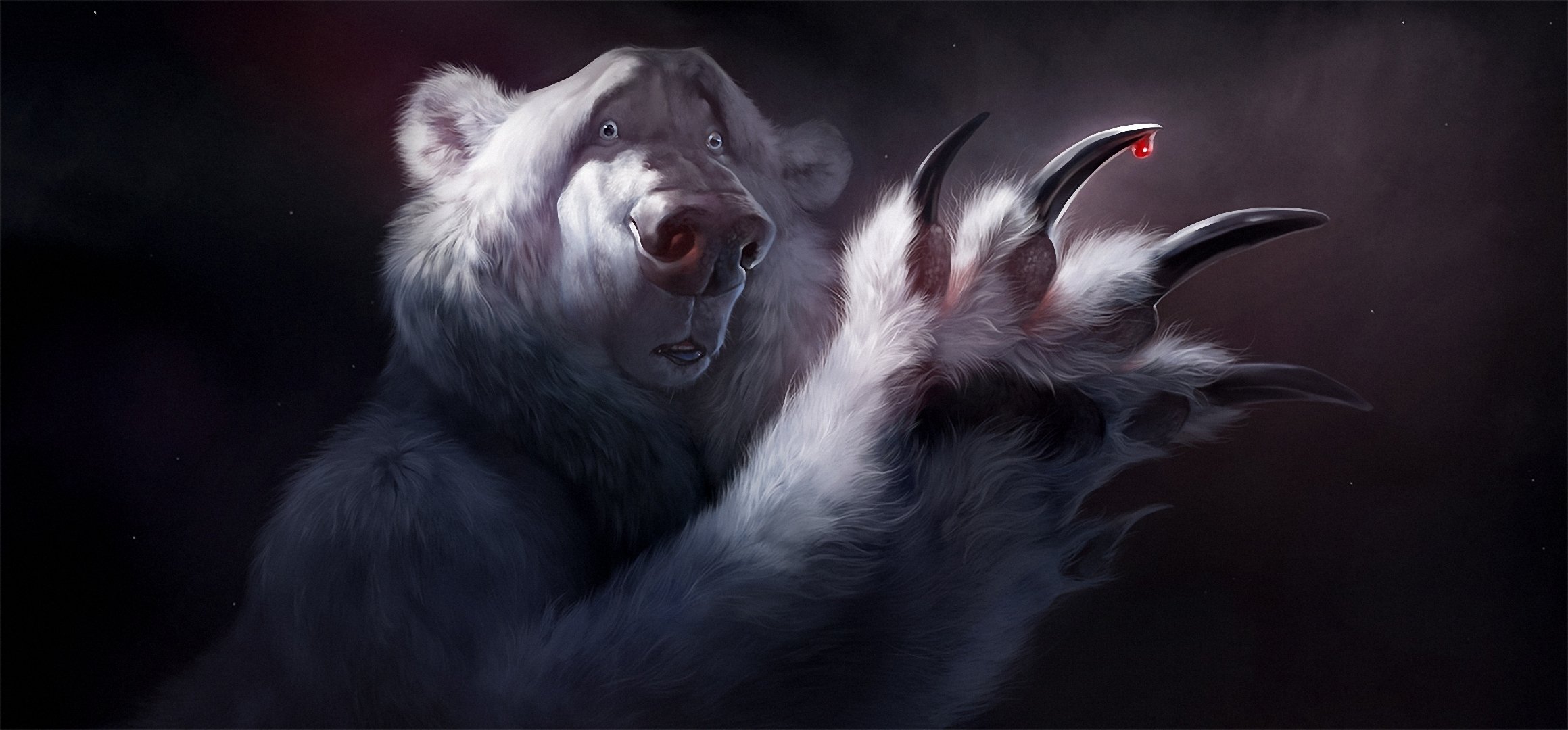 art bear surprised claws blood