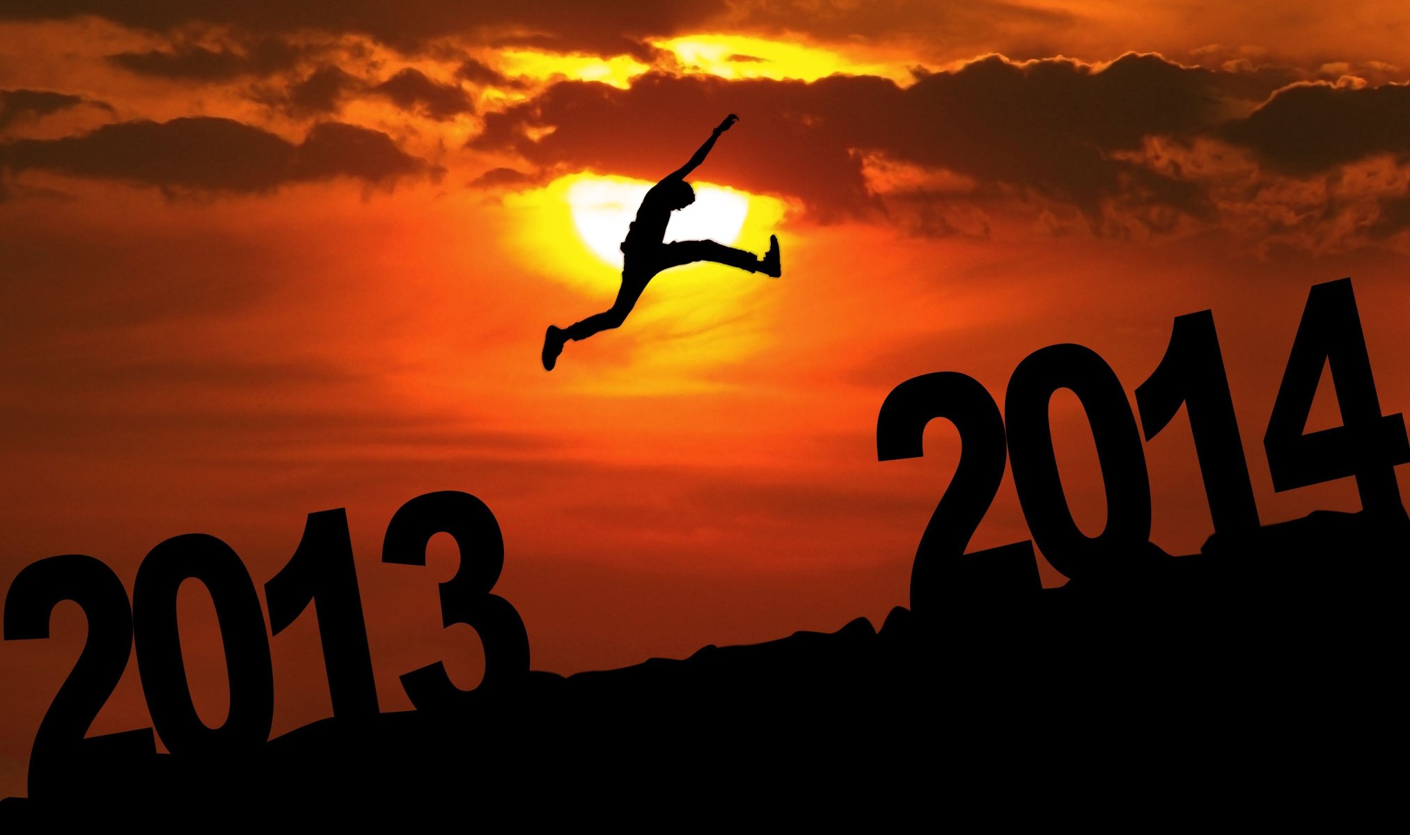 miscellaneous man silhouette guy men jump year 2013 2014 motion sunset sun sky clouds background wallpaper widescreen full screen hd wallpapers fullscreen