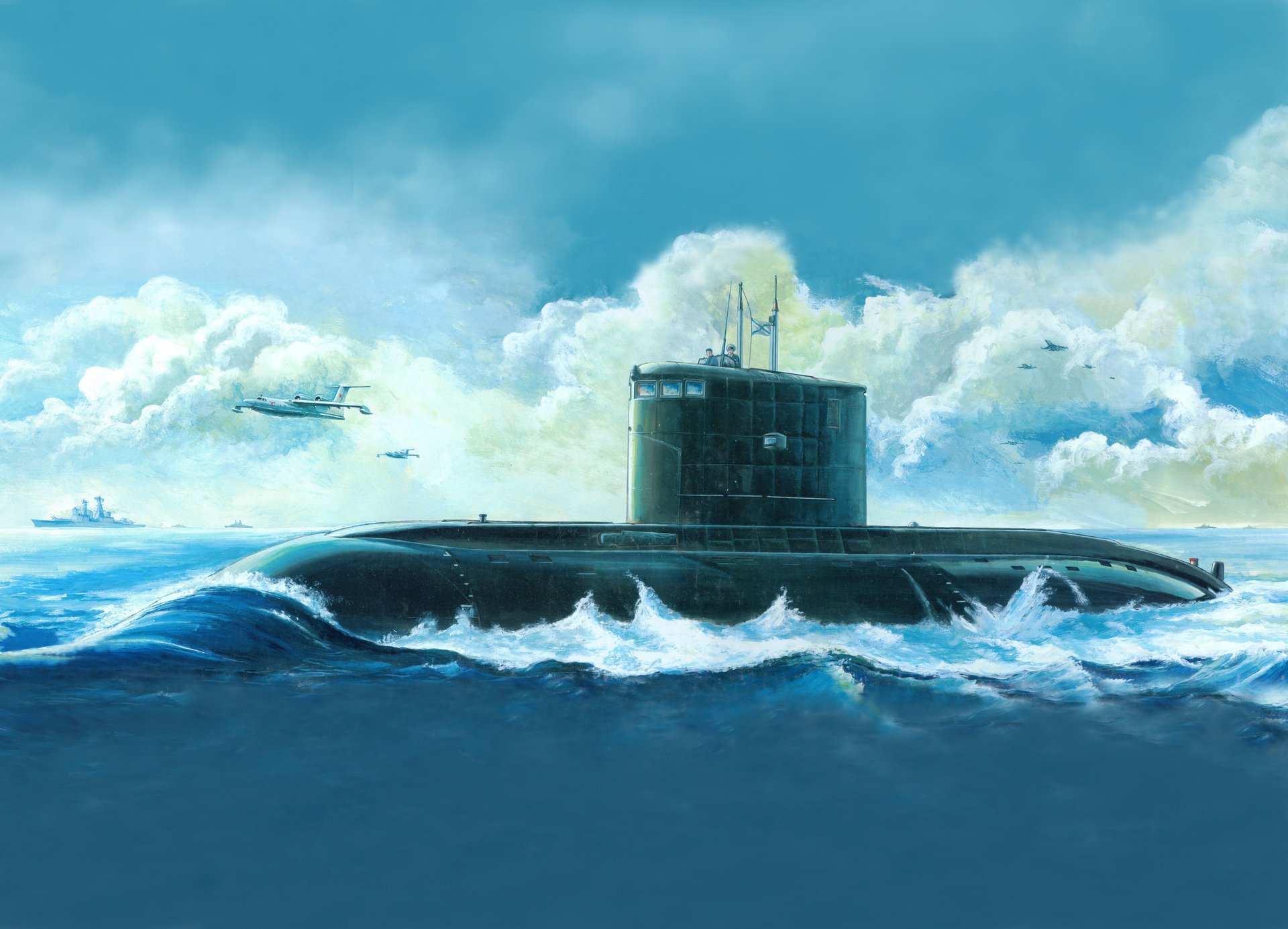 russian kilo class attack submarine art picture